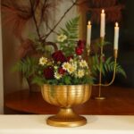Retro Gold Vases for Centerpieces Set of 2 Brass Metal Vases for Flowers Decorat... - Image 4