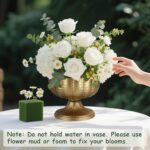 Retro Gold Vases for Centerpieces Set of 2 Brass Metal Vases for Flowers Decorat... - Image 5