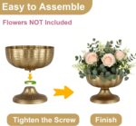 Retro Gold Vases for Centerpieces Set of 2 Brass Metal Vases for Flowers Decorat... - Image 9