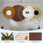 32x16 inch Large Modern Mid-Century Wall Clock - Non-Ticking Silent Metal and Wo... - Image 3