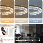 Gold Chandelier 24‘’Modern LED Chandeliers Dimmable 1 Ring Flush Mount Chandelie... - Image 4