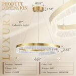 Gold Chandelier 24‘’Modern LED Chandeliers Dimmable 1 Ring Flush Mount Chandelie... - Image 6
