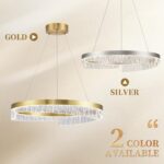 Gold Chandelier 24‘’Modern LED Chandeliers Dimmable 1 Ring Flush Mount Chandelie... - Image 7