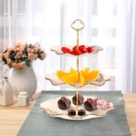 fanquare 3-Tier Floral Royal Cupcake Stand, Vintage Fruit Plate with Gold Trim, ... - Image 3