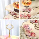 fanquare 3-Tier Floral Royal Cupcake Stand, Vintage Fruit Plate with Gold Trim, ... - Image 4