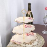 fanquare 3-Tier Floral Royal Cupcake Stand, Vintage Fruit Plate with Gold Trim, ... - Image 5