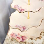 fanquare 3-Tier Floral Royal Cupcake Stand, Vintage Fruit Plate with Gold Trim, ... - Image 6