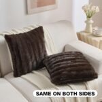 FUTEI Pack of 2 Faux Mink Fur Throw Pillow Covers 20x20 Inch Soft Fluffy Dyeing ... - Image 5