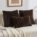 FUTEI Pack of 2 Faux Mink Fur Throw Pillow Covers 20x20 Inch Soft Fluffy Dyeing ... - Image 6