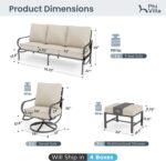 PHI VILLA 5 Piece Metal Patio Furniture Set with 5.75" Cushion, Modern Outdoor F... - Image 3