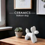 Notakia Cute Ceramics White Balloon Dog Statue Crafts Living Room Desktop Decora... - Image 4