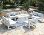 RADIATA 9 Piece Luxury Aluminum Outdoor Sectional Sofa with Fire Pit Table, Extr... - Image 4