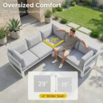 RADIATA 9 Piece Luxury Aluminum Outdoor Sectional Sofa with Fire Pit Table, Extr... - Image 6
