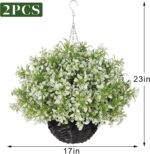 2PCS Artificial Boxwood Plants with Hanging Basket - Fake Aglaia Odorata Hanging... - Image 7