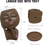 Dolkgy Face Flower Pots Head Planter, Cute Resin Planters for Indoor Outdoor Pla... - Image 6