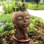 Dolkgy Face Flower Pots Head Planter, Cute Resin Planters for Indoor Outdoor Pla... - Image 8