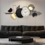 WALL Large Modern Abstract Metal Wall Art, Black and Gold Geometric Circles Wall... - Image 5