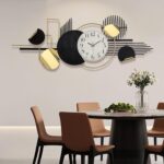 WALL Large Modern Abstract Metal Wall Art, Black and Gold Geometric Circles Wall... - Image 8