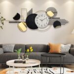 WALL Large Modern Abstract Metal Wall Art, Black and Gold Geometric Circles Wall... - Image 10