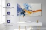 Ardemy Large Abstract Wall Art 40"x20" - Textured Canvas Painting in Blue Purple... - Image 3
