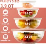 Freshmage Glass Mixing Bowls with Lids Sets, 4 Packs Glass Bowls with Lids for K... - Image 3