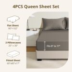 Queen Bed Sheets Set, 4PCS 100% Egyptian Long-Staple Cotton Bedding Sheets with ... - Image 5