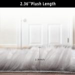 Grey Faux Fur Sheepskin Area Rug for Living Room Bedroom, 6 x 6 Feet Ultra Soft ... - Image 3