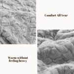 Faux Fur Throw Blanket, Ultra Plush Reversible Couch Blanket with Wave Texture, ... - Image 6