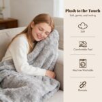 Faux Fur Throw Blanket, Ultra Plush Reversible Couch Blanket with Wave Texture, ... - Image 7