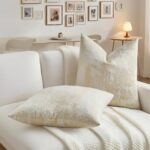 HAUSSY Beige White Throw Pillow Covers 22x22 Set of 2 Neutral Faux Cashmere Jacq... - Image 5