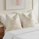 HAUSSY Beige White Throw Pillow Covers 22x22 Set of 2 Neutral Faux Cashmere Jacq... - Image 6
