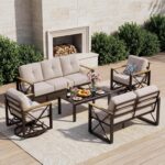 Aluminum Patio Furniture Set, 5 Piece Outdoor Metal Furniture Set w/Rocking Swiv... - Image 6