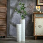 Sziqiqi White Tall Vases for Floor: 27.6/21.7in Metal Cylinder Handmade Flower H... - Image 3