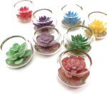 4Pcs Assorted Color Glass Miniature Water Lily Pots – Tiny Artificial Succulent ... - Image 3