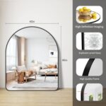 FORBATH Arched Wall Mirror 40"x48", Large Arch Bathroom Mirror Black Aluminum Wi... - Image 6