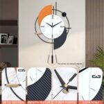 FILLOVE Large Decorative Wall Clock with Pendulum for Living Room, Metal Hands, ... - Image 5