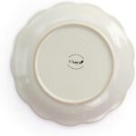 Elama Embossed Scalloped Stoneware Dinnerware Dish Set, 16 Piece, Ivory - Image 7