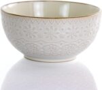Elama Embossed Scalloped Stoneware Dinnerware Dish Set, 16 Piece, Ivory - Image 8