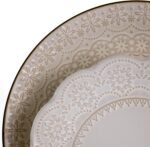 Elama Embossed Scalloped Stoneware Dinnerware Dish Set, 16 Piece, Ivory - Image 12