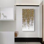 3D Vertical Abstract Canvas Oil Painting Wall Art, 116x57cm Golden Flower Painti... - Image 6