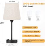 Mini Bedside Lamps for Bedrooms Set of 2 - Nightstand Bedroom Lamps with USB C P... - Image 7
