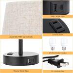 Mini Bedside Lamps for Bedrooms Set of 2 - Nightstand Bedroom Lamps with USB C P... - Image 8