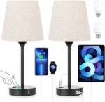 Mini Bedside Lamps for Bedrooms Set of 2 - Nightstand Bedroom Lamps with USB C P... - Image 9