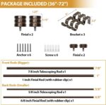 TONIAL1 Inch Double Curtain Rods 36 to 72 Inch (3 to 6 ft), Heavy Duty Decorativ... - Image 10