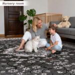 Luxury 8' x 10' Black Living Room Rug, Washable Non Slip Area Rugs, Boho Low Pil... - Image 4