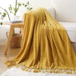 BATTILO HOME Mustard Yellow Throw Blanket for Couch Bed Sofa, Yellow Gold Chenil... - Image 3
