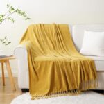 BATTILO HOME Mustard Yellow Throw Blanket for Couch Bed Sofa, Yellow Gold Chenil... - Image 9