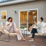 3 Pieces Rattan Bistro Set, Flower-Shaped Wicker Patio Furniture Set with Cushio... - Image 3