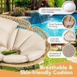 3 Pieces Rattan Bistro Set, Flower-Shaped Wicker Patio Furniture Set with Cushio... - Image 7