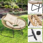 3 Pieces Rattan Bistro Set, Flower-Shaped Wicker Patio Furniture Set with Cushio... - Image 8